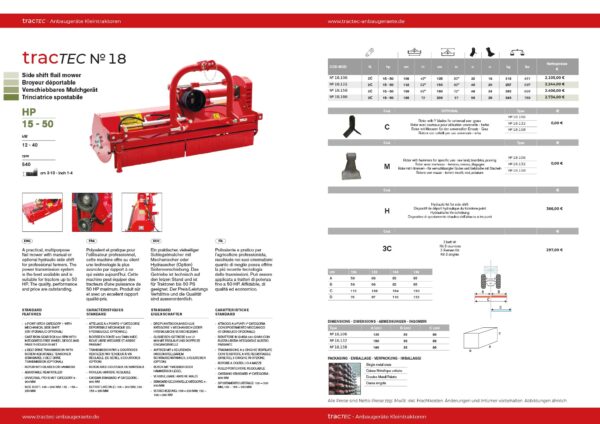 tracTEC50 № 18 Verschiebbares Mulchgerät